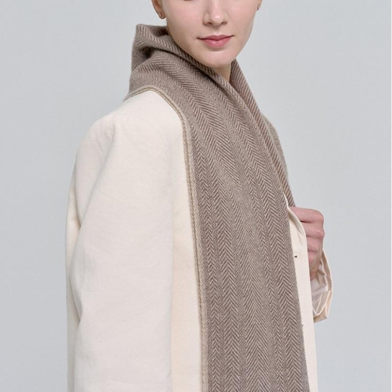 Dal Cashmere Herringbone Muffler Brown