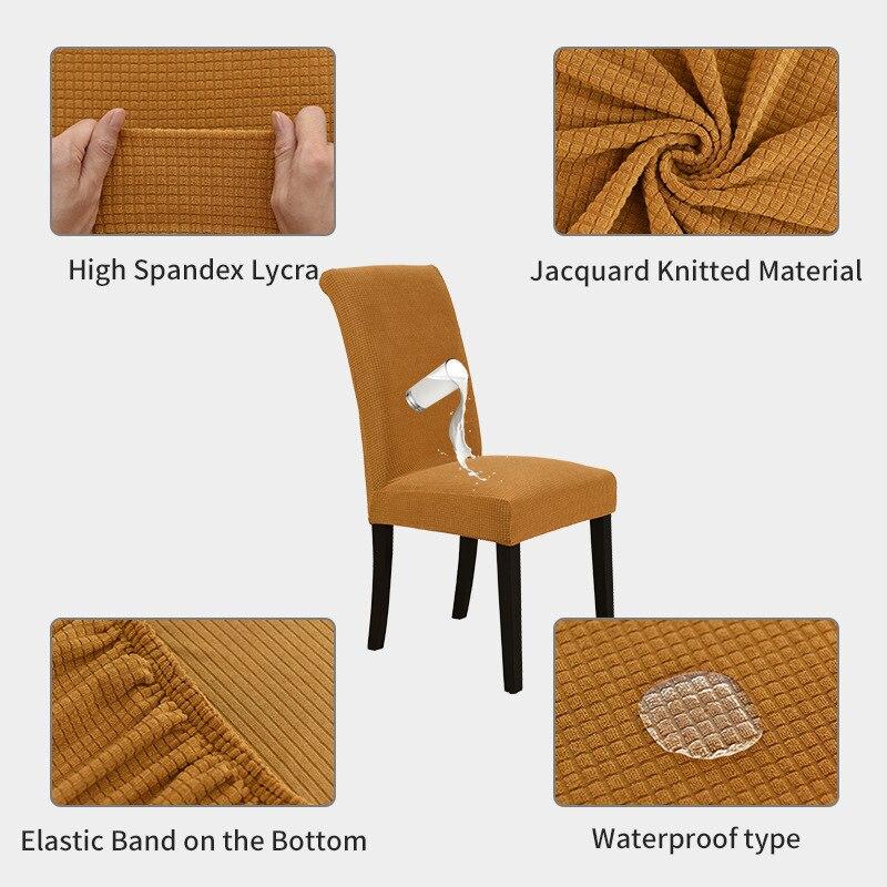 Waterproof Elastic Jacquard Chair Cover for Dining Room Chair Covers for Chairs Kitchen Wedding Hotel Banquet Protector Seat