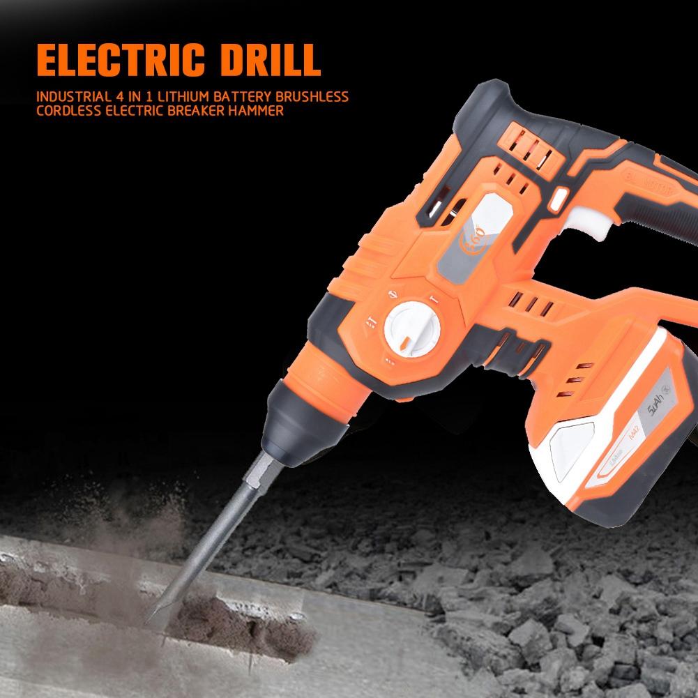 4 in 1 Lithium Battery Brushless Cordless Electric Breaker Hammer 0 1400rpm