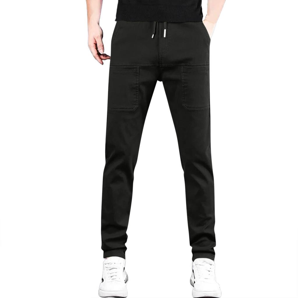Men's Stretchy, Quick-drying Athletic Pants With Drawstring Waist, Casual Long Trousers, And Six Pocket Design, Suitable For Hiking.