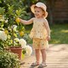 Peplum Hem Girls Two Piece Set Sleeveless Summer Clothes Kids Matching Set  Casual Outings