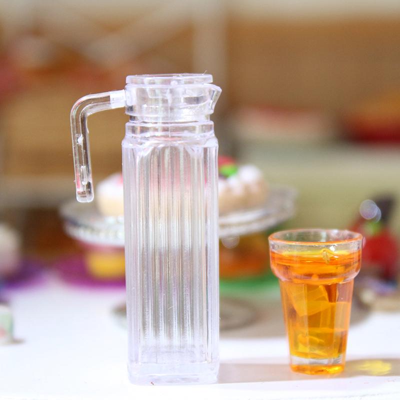 1/12 Dollhouse Miniature Accessories Kettle Simulation Furniture Tea Pot Cup Dollhouse Orange Juice Kitchen Model Furniture Toys