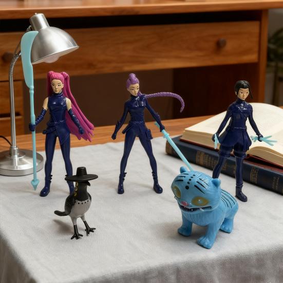 5/6/8Pcs Kpop Hunter Figure Cake Topper Animated Movie Inspired Cartoon Character Figurine Statue Collectible Model Home Office Desktop Decoration