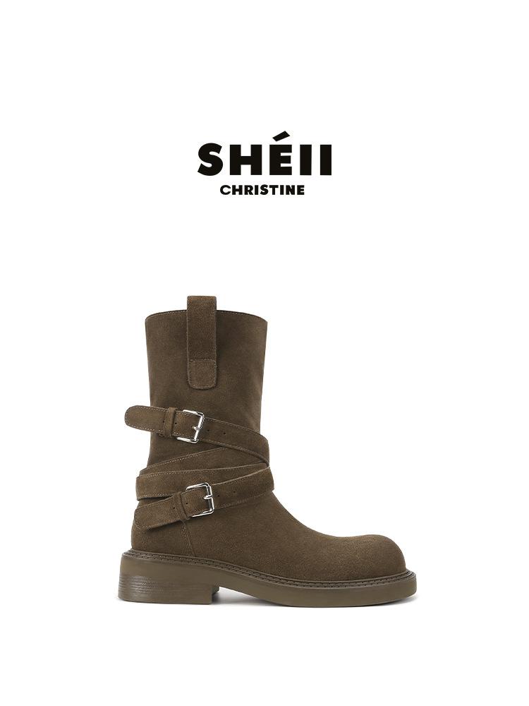 

Su Yinyin has the same soft Aden boots~ retro suede belt buckle thick-soled Martin pile short boots women s western boots 40