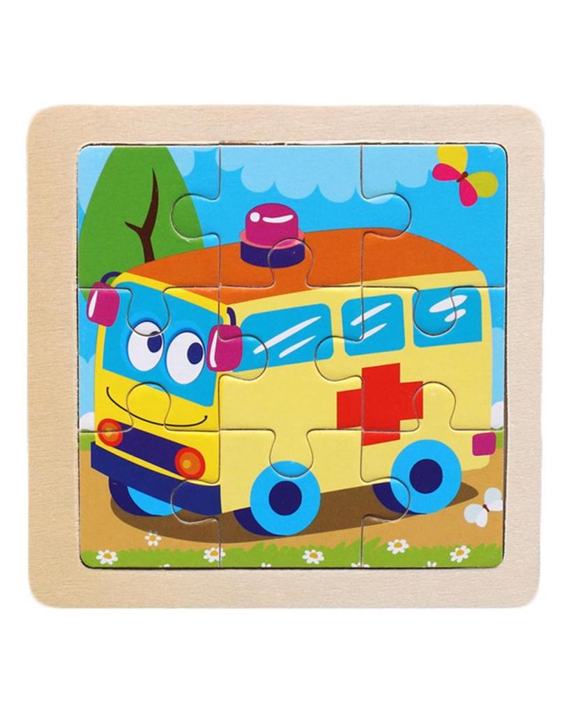 TOYS & TOTS 9Pcs Wooden Cartoon Animals Jigsaw Puzzle Learning Education Panel Kids Toys