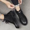 Fashion Luxury Leather Mens Boots 2025 Trend Lace-up Round Toe Boots High Quality Original Design Thick Bottom Comfortable Mens Shoes