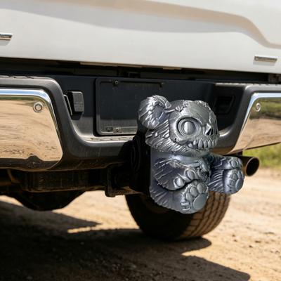 Creepy Bear Trailer Hitch Cover, 3D Printed Bear Exhaust Cap, Towing Hitch Ball Cover Dust Cap for Truck SUV, Halloween Car Accessory