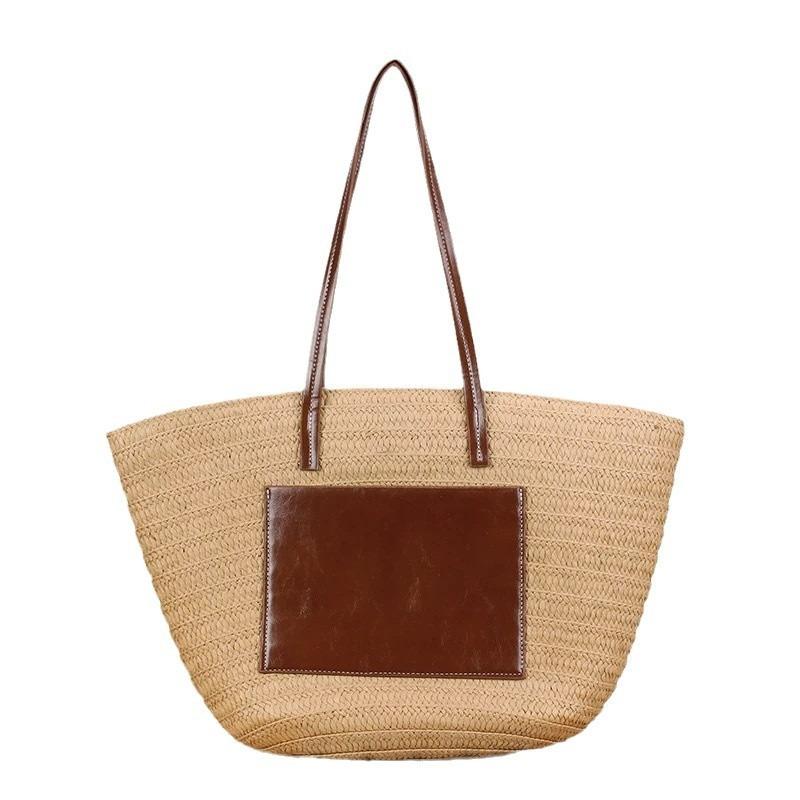 New High-end Straw Bag Woven Bag Large-capacity Shoulder Tote Bag Women's Seaside Vacation Beach Bag