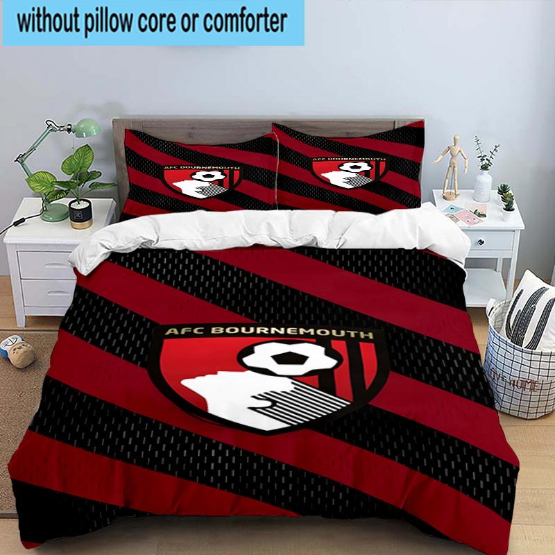 Set Biancheria da Letto Stampato con Stemma AFC Bournemouth 3 Pezzi Copripiumino Chiusura Include 1 Copripiumino e 2 Federe Set Biancheria da Letto Decorazioni per la Casa Regali