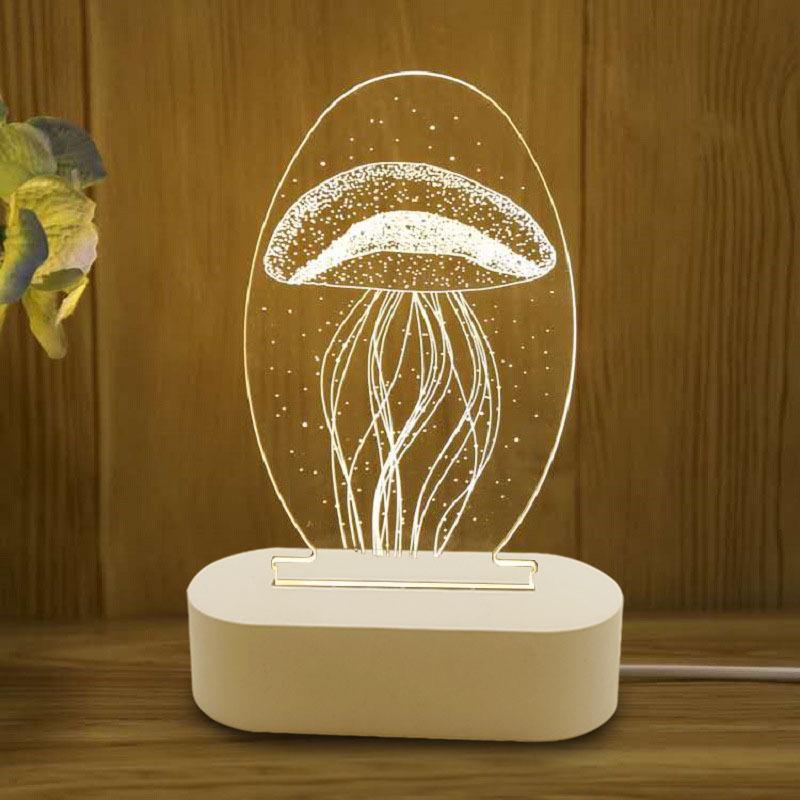 3D Acrylic Night Light: Creative Three-Color Table Lamp for Bedroom and Gifts