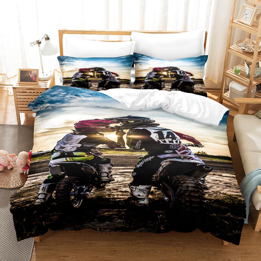 

3D Motorcycle Bedding Sets Duvet Cover Set With Pillowcase Twin Full Queen King Bedclothes Bed Linen EU Single(135*200cm)3pcs
