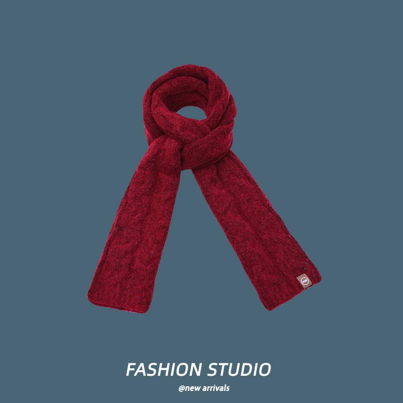Solid color new knitted fashion versatile scarf autumn and winter wool warm and cold neck protection personalized scarf advanced texture