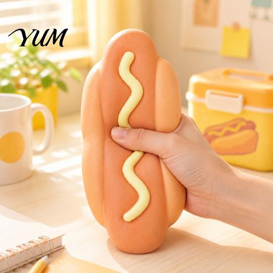 Realistic Food Shaped Squeeze Toy Giant Hot Dog Toy, 8.3" Slow Rising Unique Stress Reliever for Colleagues Soft Ball, Funny Sensory Fidget