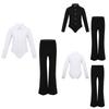 Jungen Langarm Strampler Leotard Bodysuit Hemd mit Hose Jazz Latein Tanz