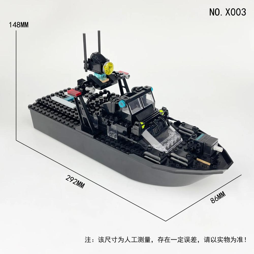 Heiß Militärserie Seeaufklärer Schiffsmodell Bausteine Klassiker SWAT Polizei Transportboot Auto Block Ziegel Spielzeug Geschenke