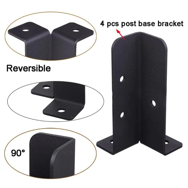 Strong Metal Fence Post Reinforcement Brackets Adjustable Designs Fence Post Brace for Wooden Gate & Deck Stability