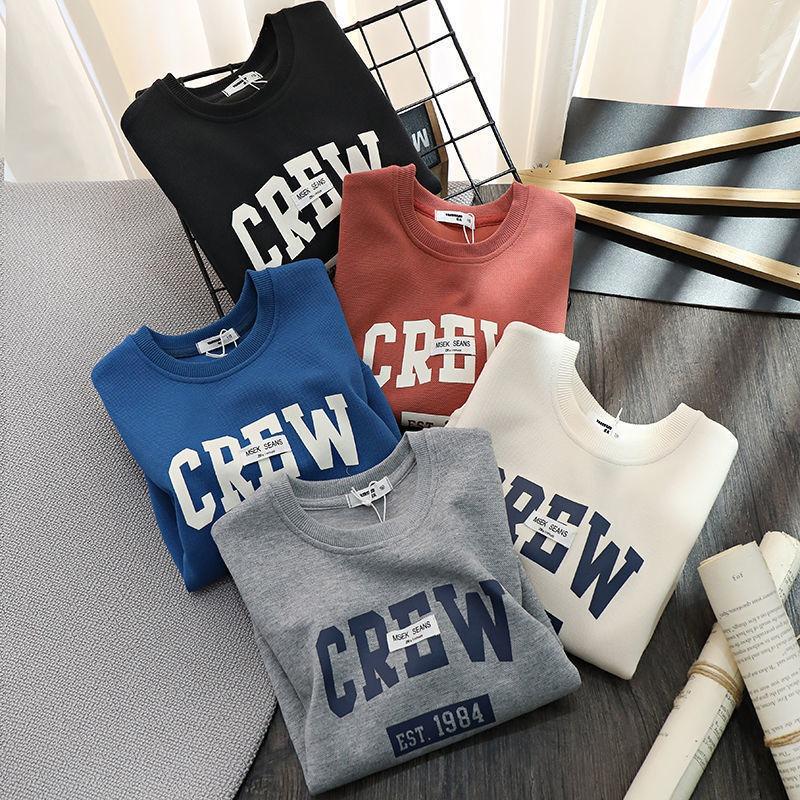 Cotton Children's Clothing, Boys' Letter Printed Hoodie, Loose and Versatile Casual Western-style T-shirt, Spring and Autumn Thin Top