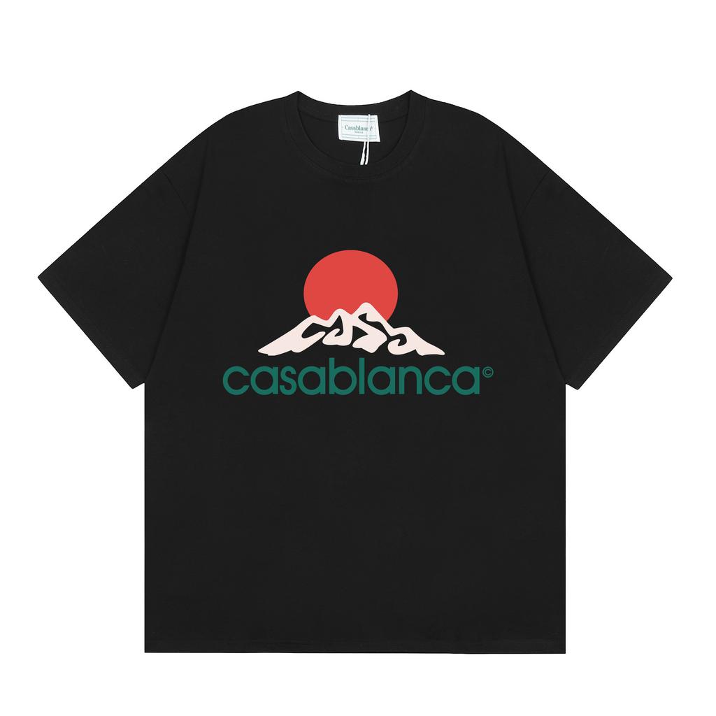 Grenzüberschreitend auf Lager exklusiv Casablanca Doppelgaze reine Baumwolle Unisex T-Shirt Hip-Hop lässig Kurzarm locker Rundhals