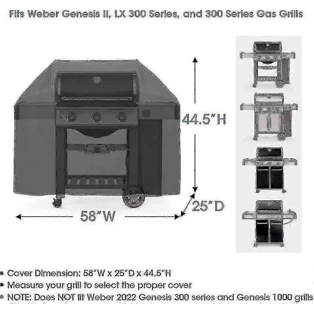 Outdoor Grill Cover for Weber Spirit 200 300, 52 Inch Fade Resistant BBQ Protection