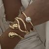 DIEZI 3 style Pearl Cuff Bangles Punk Hip Hop Men Gold Silver Color Metal Water Drop Spring Bangles  Women Bracelet Jewelry