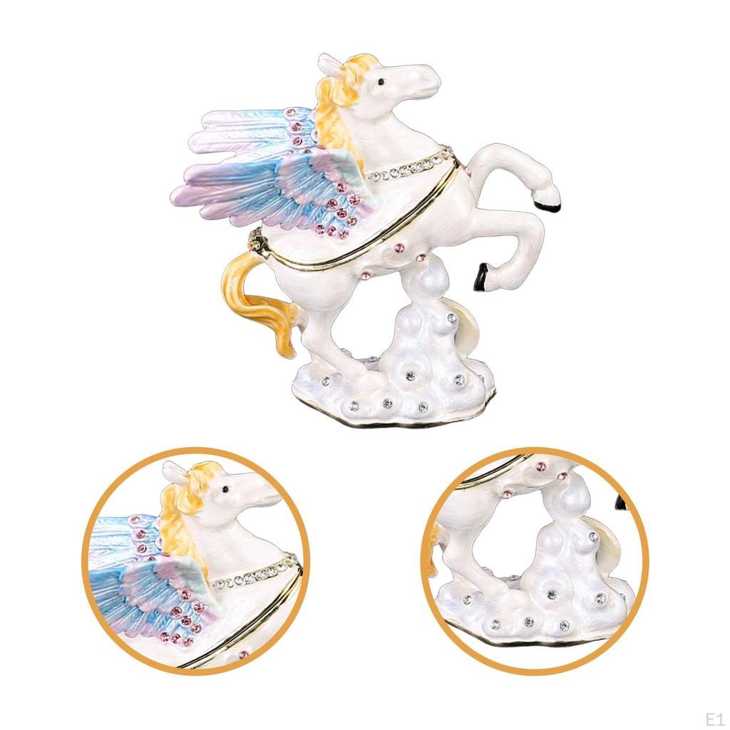 Jewelry Storage Box Trinket Unique Gift Keepsake Decorative Ornament Rings Holder Case Horse