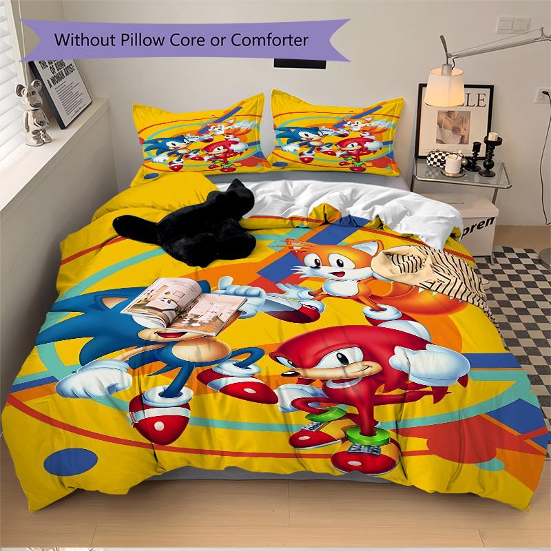 3pcs Sonic, Tails Cover Set, 1 Cover + 2 Pillowcases (No Insert), Bedding for All Seasons, Bedding,Bedroom Decor yy250922031