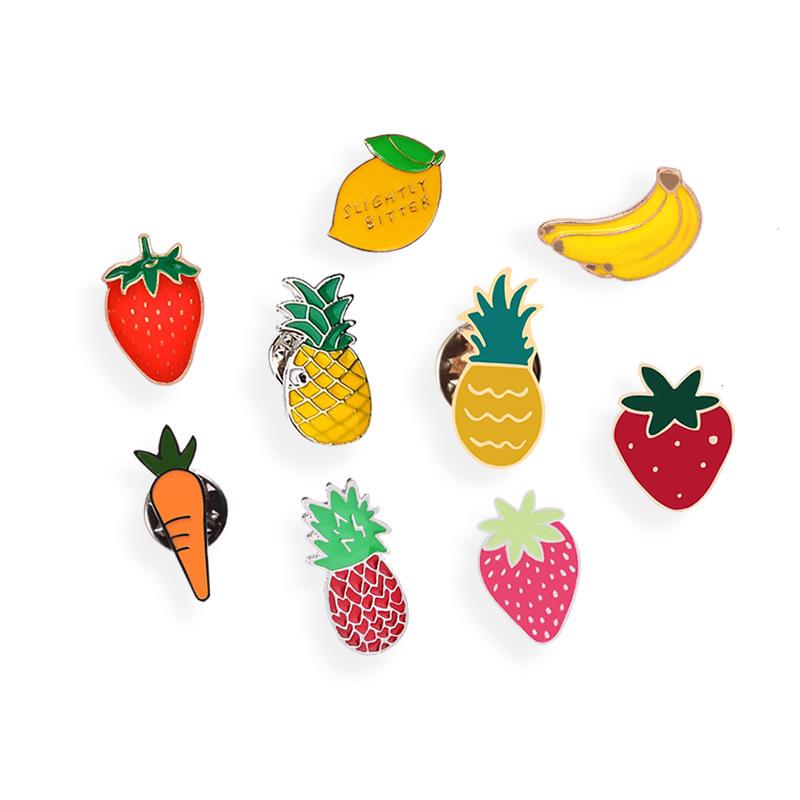 Kreatives Cartoon-Frucht-Broschen-Set: Süße Ananas-, Zitronen-, Bananen- und Erdbeer-Anstecker