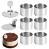 Stainless Steel Round Cake Molds 6-Pack, 7.5cm Mousse Ring Pastry Cutter with Cake Press and Lifter, Baking Ring for Dessert