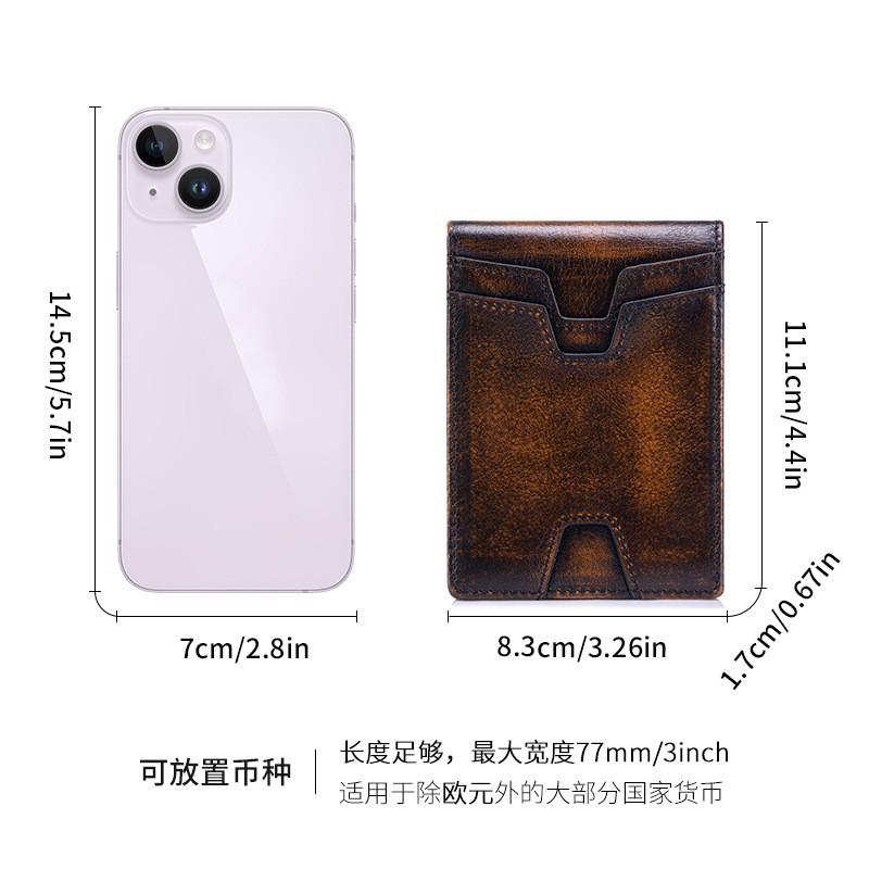 First Layer Cowhide RFID Anti-theft Brush Two Fold Wallet Men's Short Version Genuine Leather Retro Beauty Money Clip