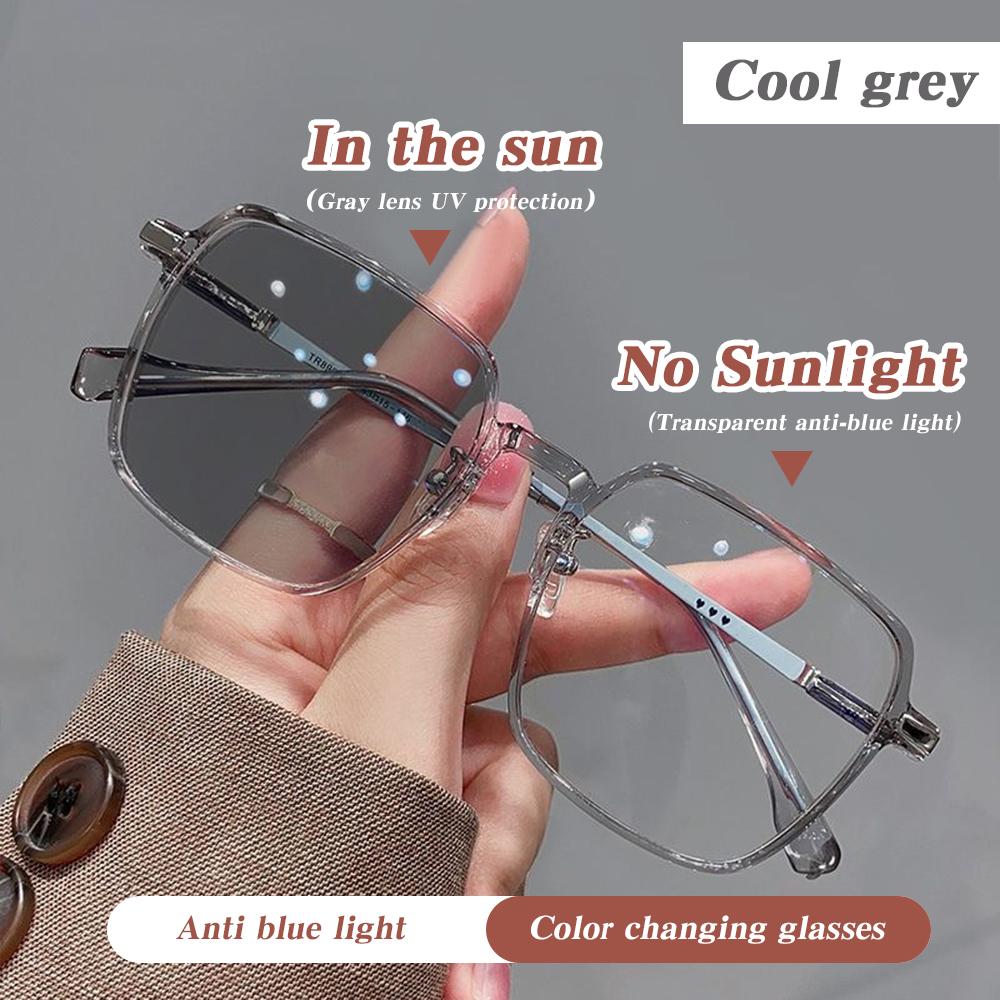 Fashion Sunglasses For Women Modern Oversized Square Photochromic Sunglasses Hd Lenses Clear To Dark Transition Effect
