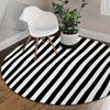 Tappeto Rotondo Astratto Bianco e Nero con Linee Creative per Bagno, Soggiorno e Camera da Letto