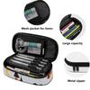 Pencil Bag Neat Design 300D Polyester Secure Zipper Closure with Main Pocket Mesh Layer and Removable Pen Divider for Students