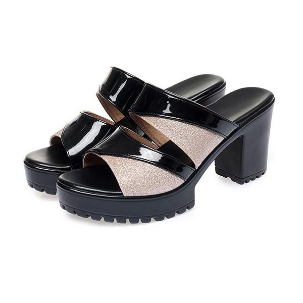 Large Size Cool Slippers Female Summer Fish Mouth Shoes Slippers Thick High Heels Waterproof Casual Sandals