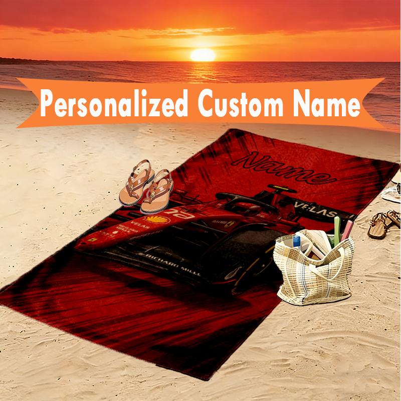 1pc F1 Racing Car (19) Beach Towel Ideal Birthday Gift For Family, Custom Name or Text Beach Towel