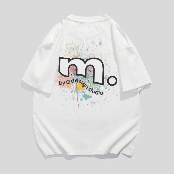 Summer Thin T-shirt Men's Loose Embroidered Short-sleeved Tops for Men's Clothes