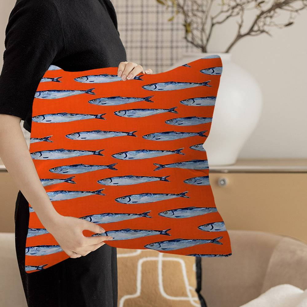 Colorful Sardine Lobster Fish Ocean Animal Pillow Cover For Bedroom Room And Living Room Sofa Decorative Cushion Cover