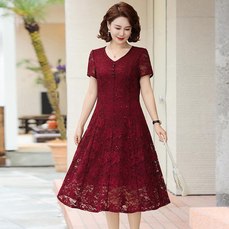 Elegant Floral Summer Chiffon Dress for Stylish Middle-Aged Women