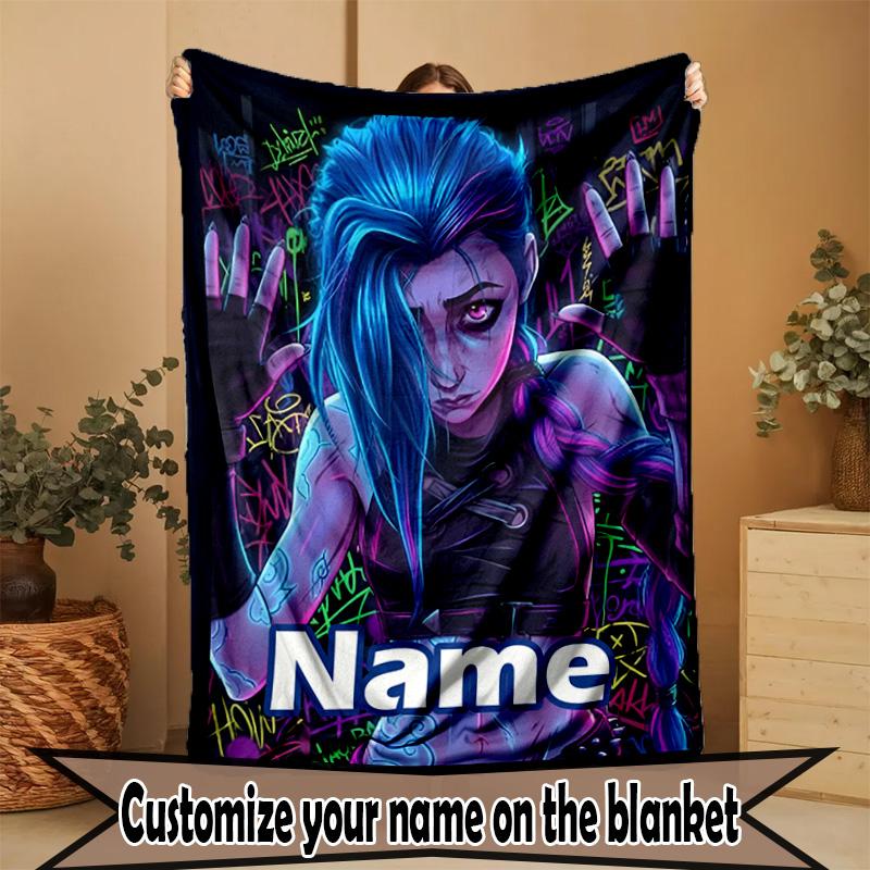 Custom Name Personalized Jinx Print Blanket, Home Decor, Bedroom, Sofa, Camping, Couch, Gifts for Birthday ChristmasEnthusiasts