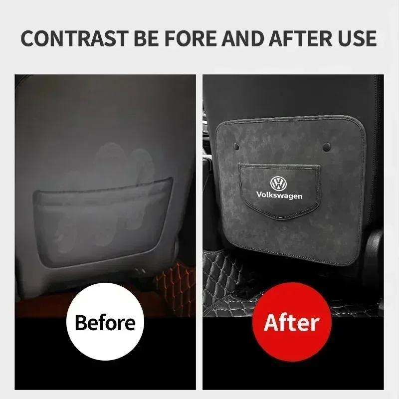 For VOLKSWAGEN VW New Jetta VW For Volkswagen PU Leather Car Anti-Kick Mats Auto Seat Back Protector Cover For VW GTI Polo Golf