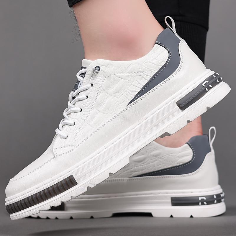 FashionClassic Herren-Sneakers Plateau Herren Komfort Leder Skateboardschuhe Herren Schnürschuhe Weiße Sneakers Herren Zapatillas De Skate