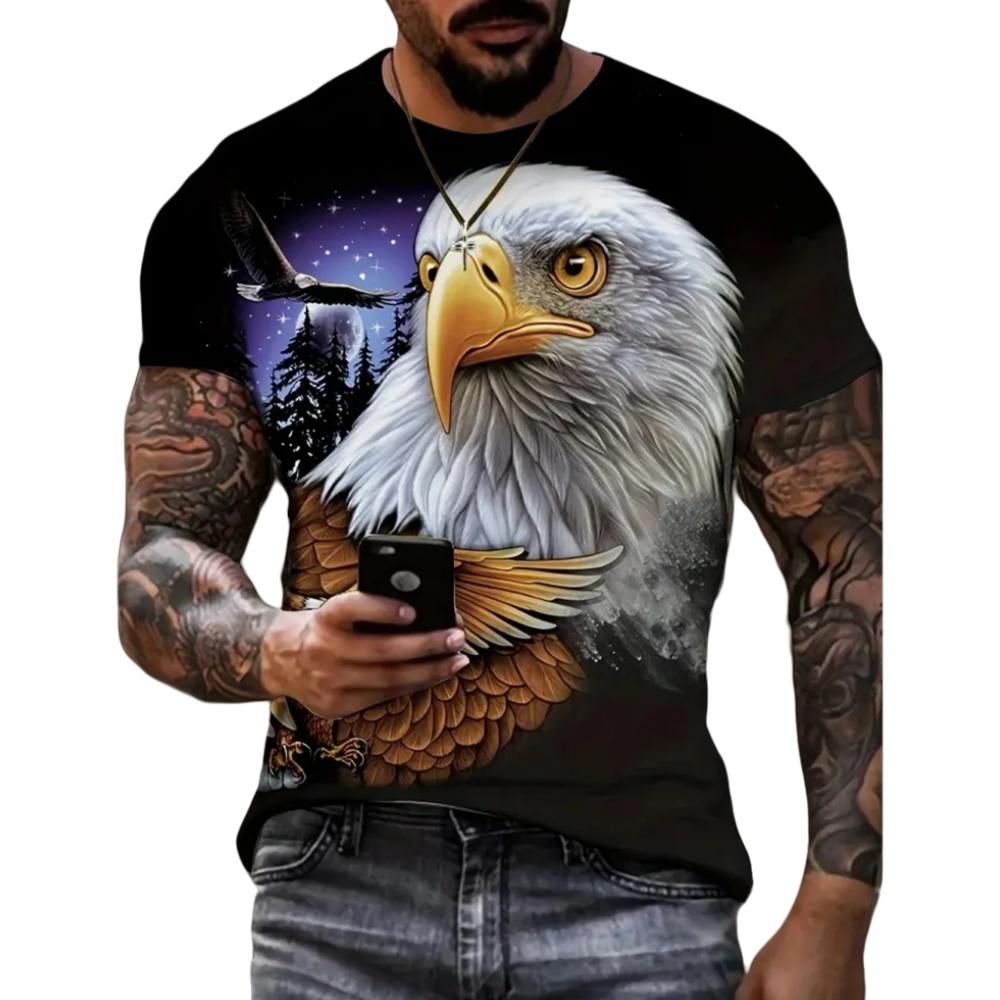 American Eagle Graphics T-Shirt for Men 3D Print Tees Animal Pattern Short Sleeve Tops Summer Casual Oversized Men's Clothing