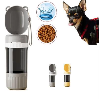 2-in-1 Auslaufsichere Haustierflasche: 400ml Wasser + 180ml Futter | Reise-Hundenapf/Katzennapf für unterwegs zum Wandern/Camping | Kompakte Doppelaufbewahrung