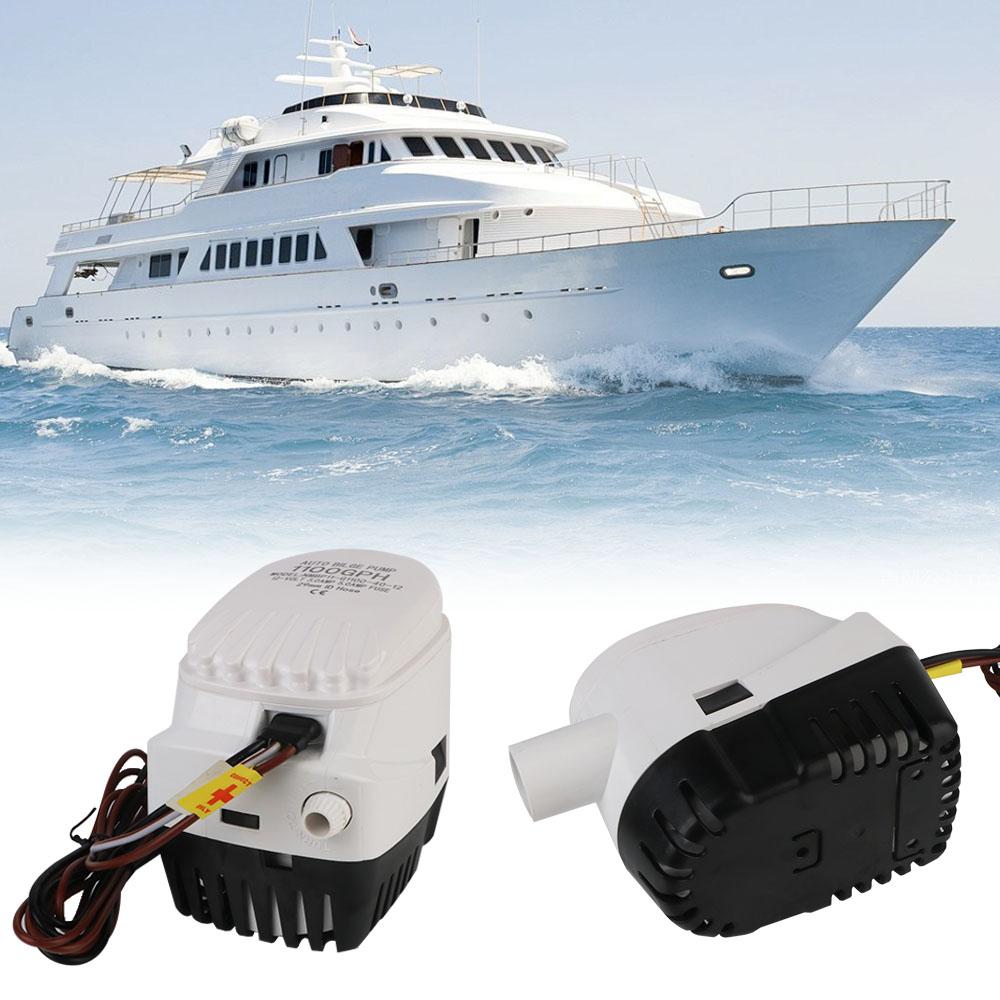 Auto Automatic Boat Bilge Pump Submersible Water Electric Pump 1100GPH with Fuse Volt Small Motor Seaplane Outdoor DC 12V/24V Yacht Boat