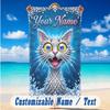 Cat Theme Beach Towel Personalized Custom Name & Text Soft Quick Dry Beach Towel for Swimming Travel