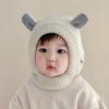 Baby hat autumn and winter fleece thickened knitted hat bear cute super cute baby wool hat men's and women's hat Korea