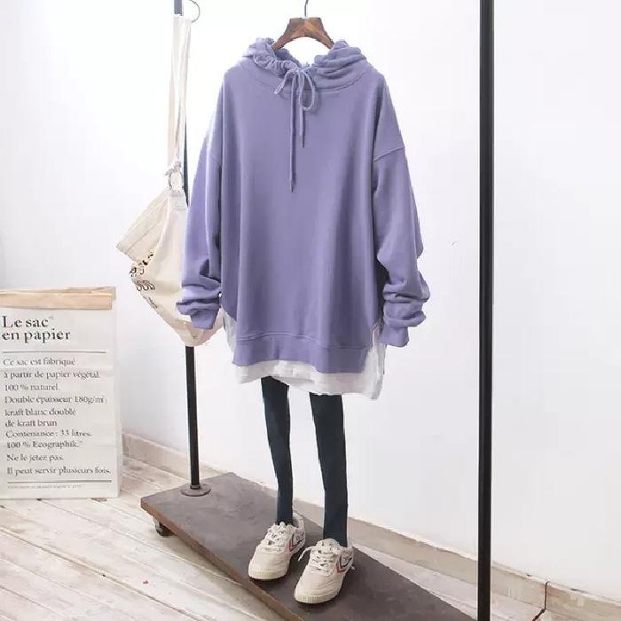 Women's 2024 Autumn and Winter Loose Large Size Casual Top with Two Pieces of Fake Hoodie Sweater
