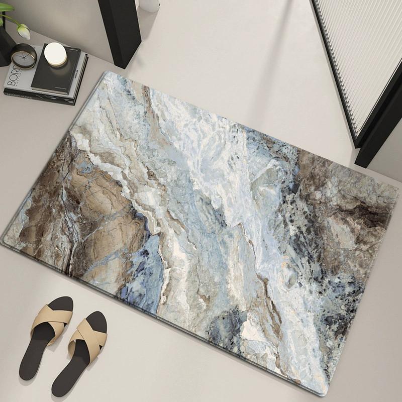 Marble Print Bathroom Mats Super Soft Absorbent Non-slip Toilet Foot Mat Bedroom Bedside Rug Indoor Doormat