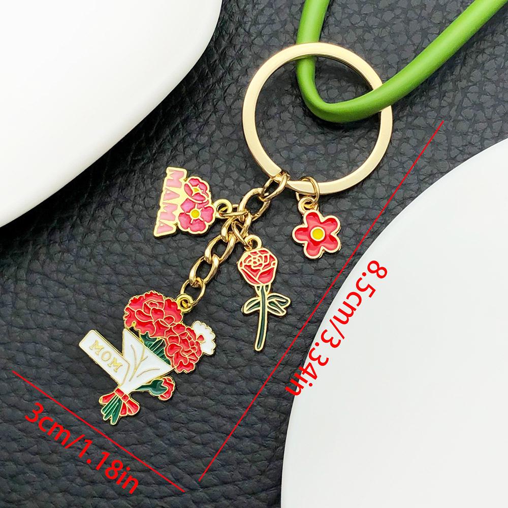 Heart Red Carnation Drip Oil Keychain - Happy Mother s Day Gift
