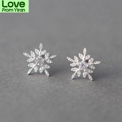 Hurtowe srebrne kolczyki śnieżne dla kobiet i dziewcząt biżuteria modowa kolczyki