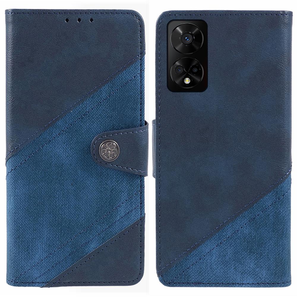 

Для TCL 50 5G Чехол Сплетенная Текстура Кожаный Чехол для Телефона Подставка для Просмотра Dark Blue